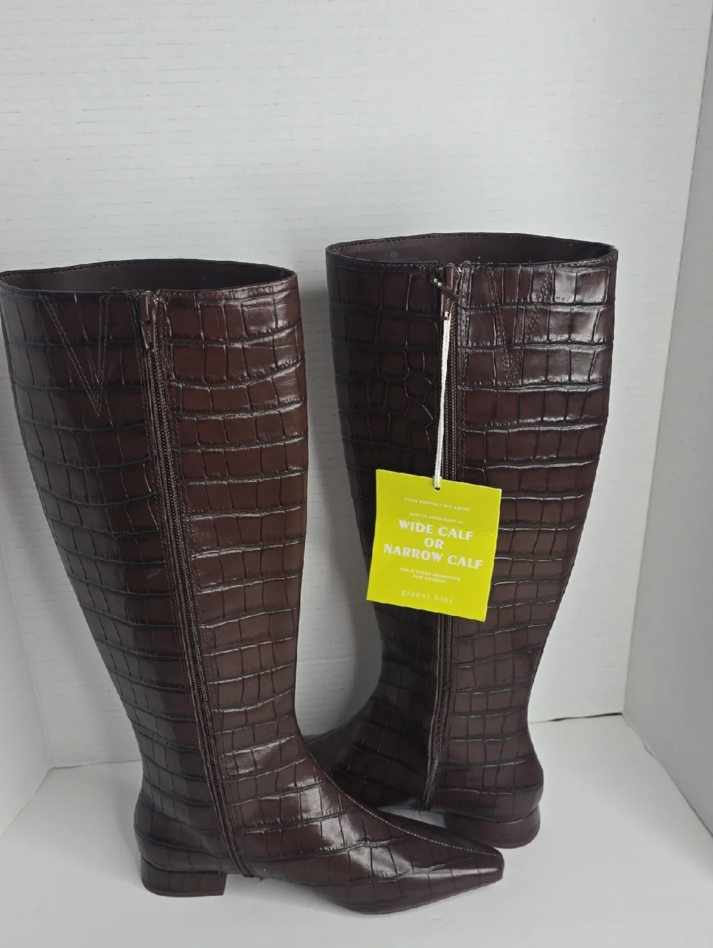Gianni Bini Croc Embossed Leather Knee High Boots Size 6